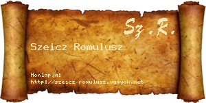 Szeicz Romulusz névjegykártya
